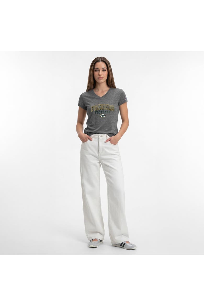 Women's Champion Gray Green Bay Packers Triumph Tri-Blend V-Neck T-Shirt, Alternate, color, Gray