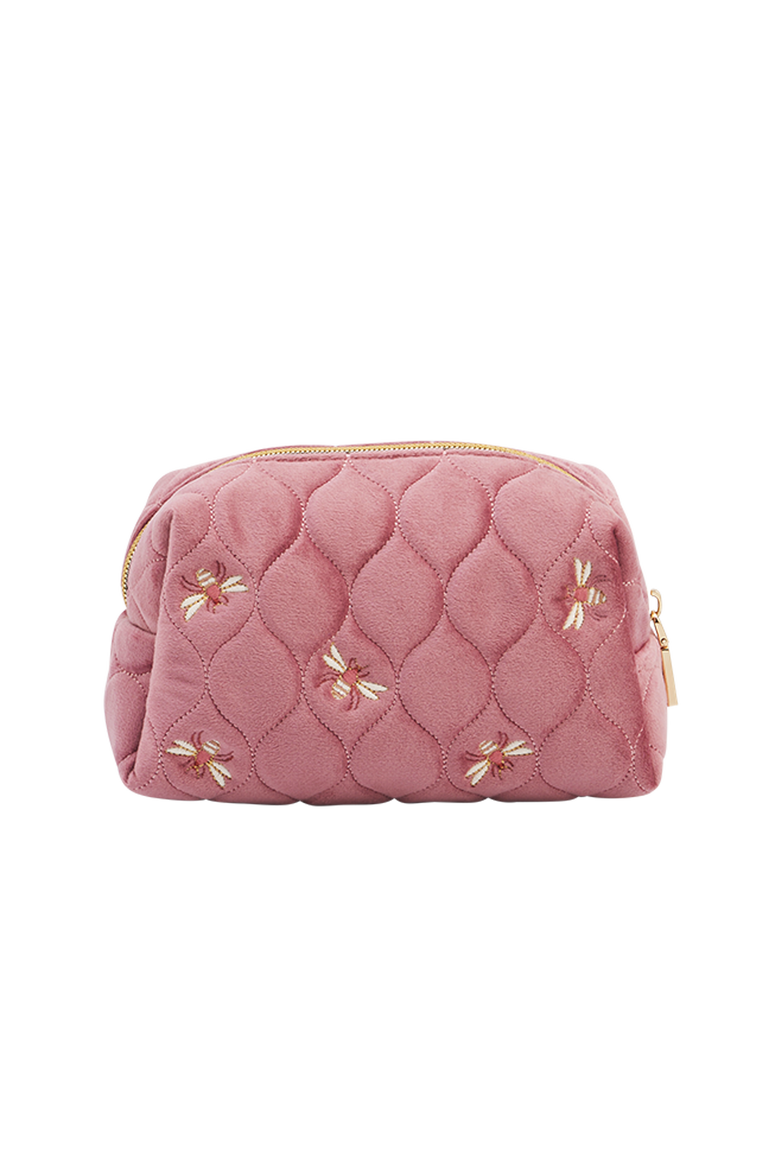 Embroidered Bee Cosmetic Pouch, Main, color, Rose Pink