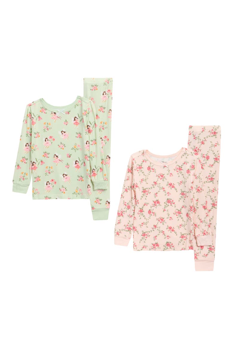 Kids' Fairy Fitted 4-Piece Pajamas, Main, color, PINK MULTI