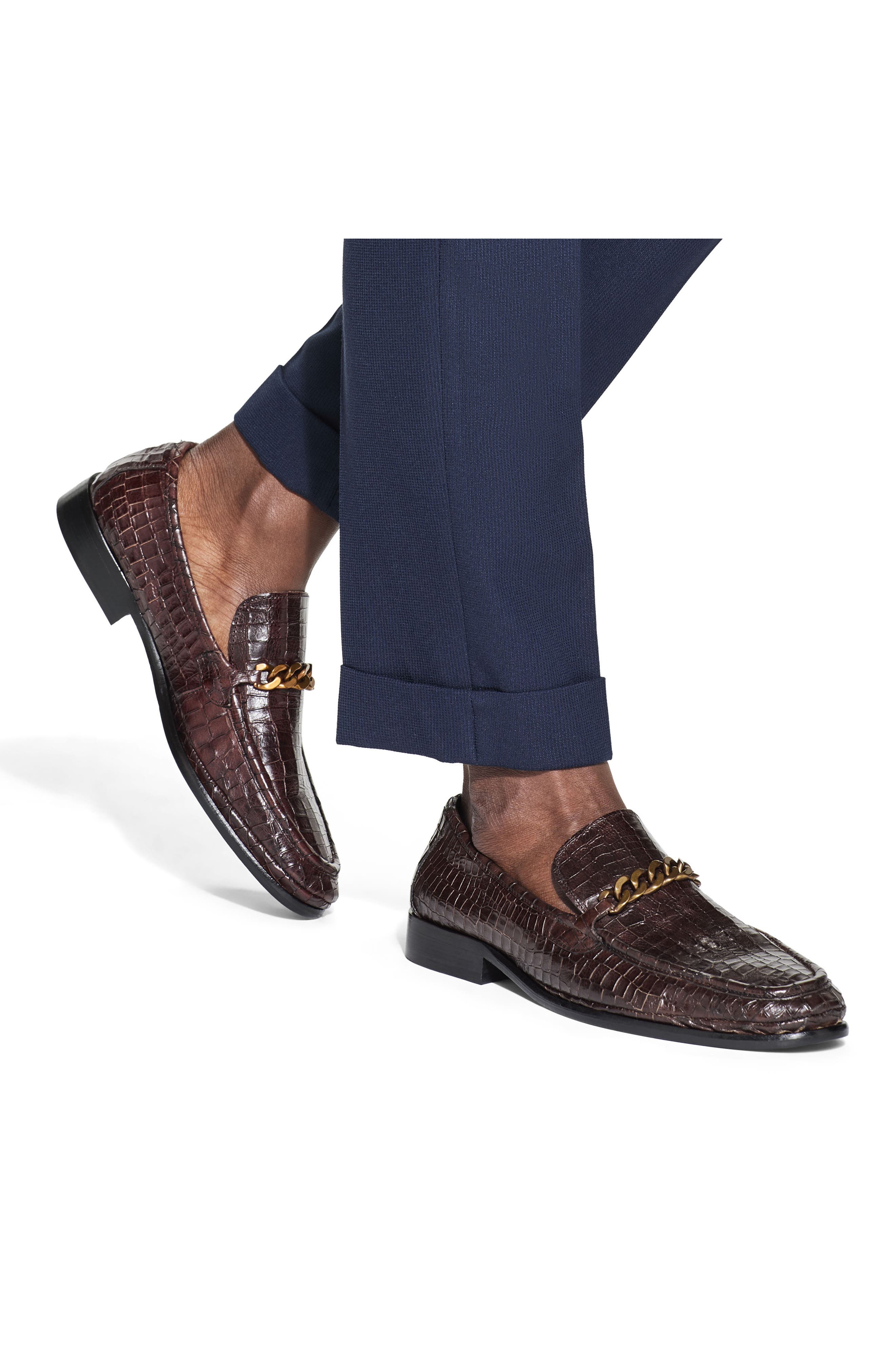 Luca Croc Embossed Loafer, Alternate, color, OPEN BROWN