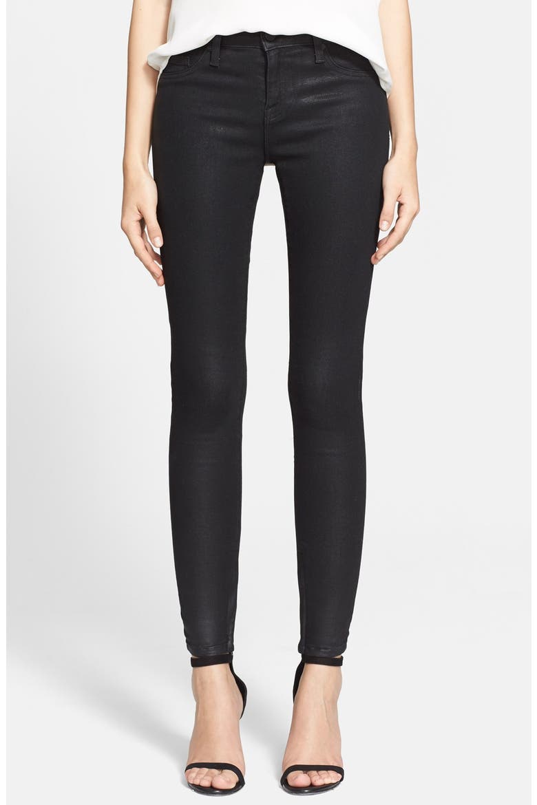 Zip Hem Stretch Skinny Jeans, Main, color, BLACK DIAMOND