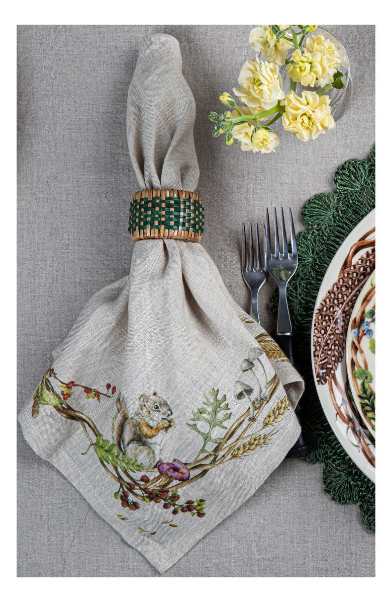 Juliska Forest Walk Animal Set of 4 Linen Napkins, Alternate, color, Cafe Au Lait