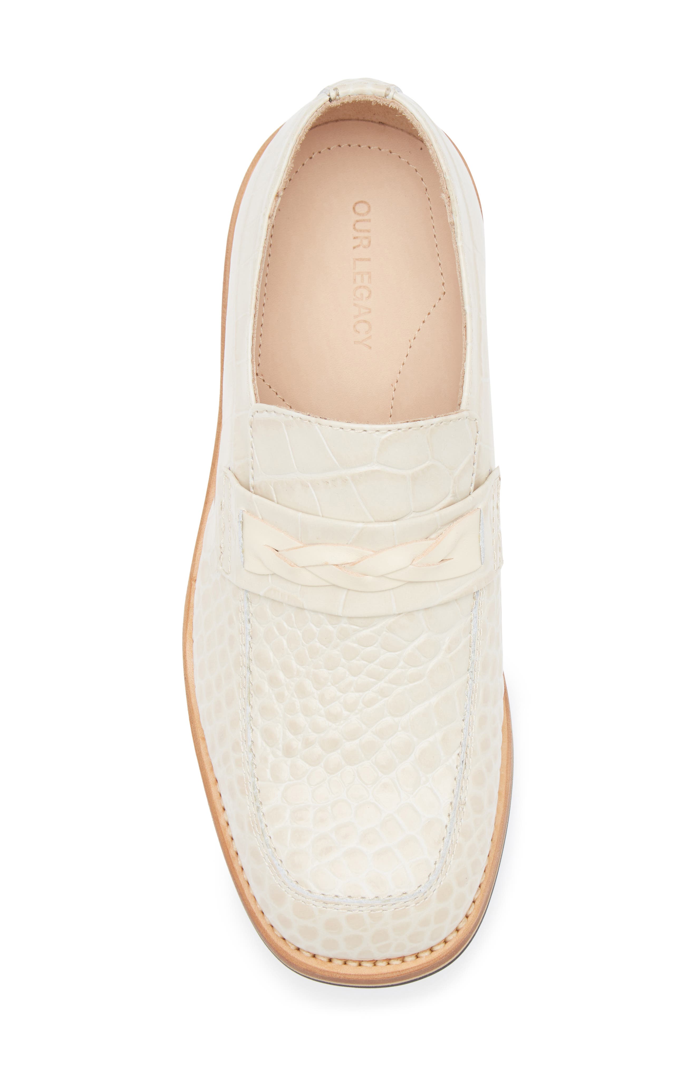 OUR LEGACY Nakano Croc Embossed Leather Loafer, Alternate, color, Vanilla Croc Bull Hide