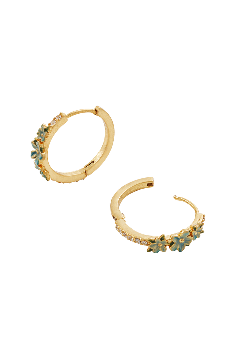 Floral Wreath Hoop Earrings, Alternate, color, Gold