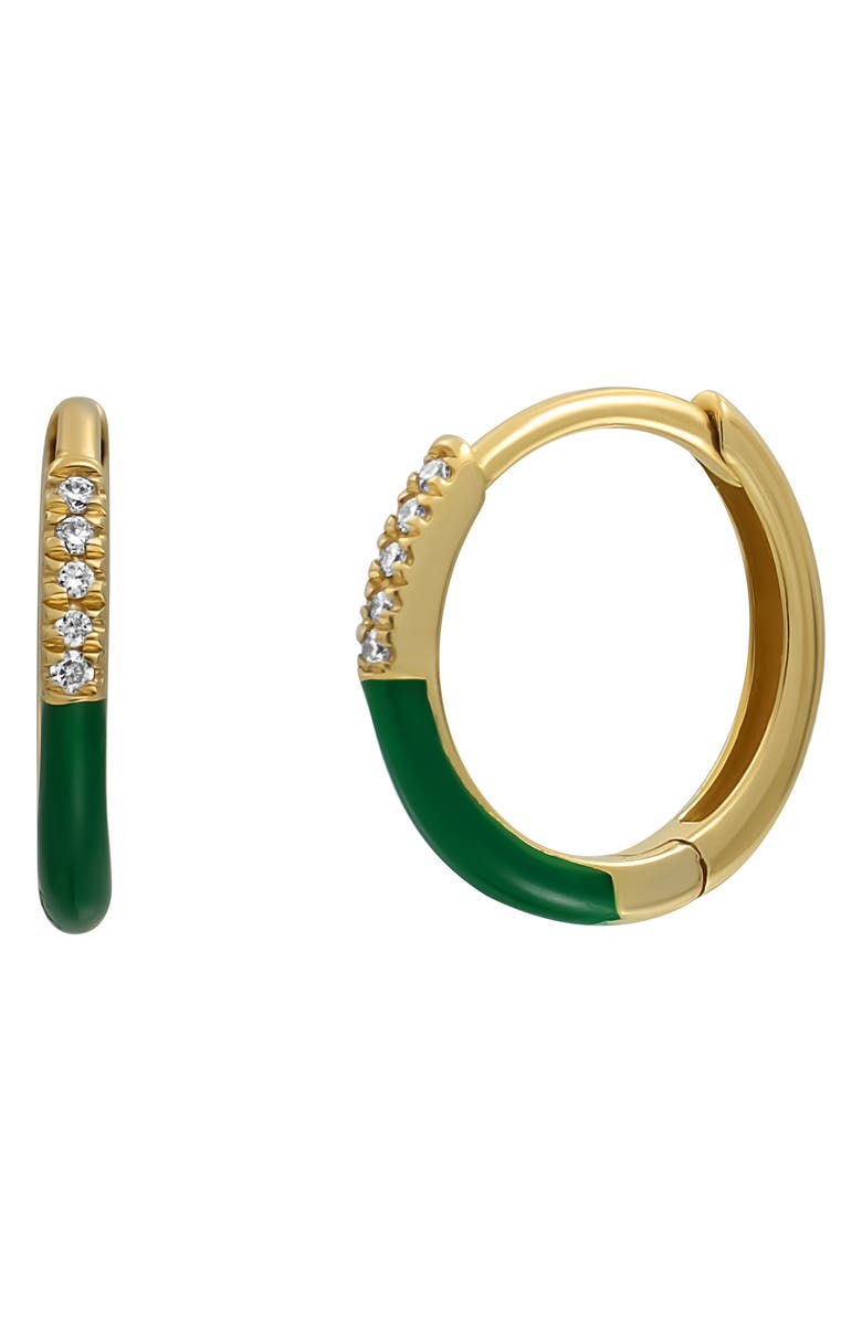 Bony Levy Chelsea Enamel Tipped Diamond Hoop Earrings, Main, color, 