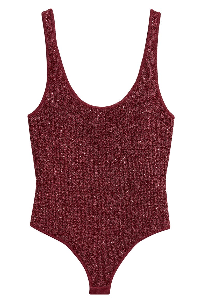 Sheila Scoop Neck Sequin Bodysuit, Main, color, OXBLOOD