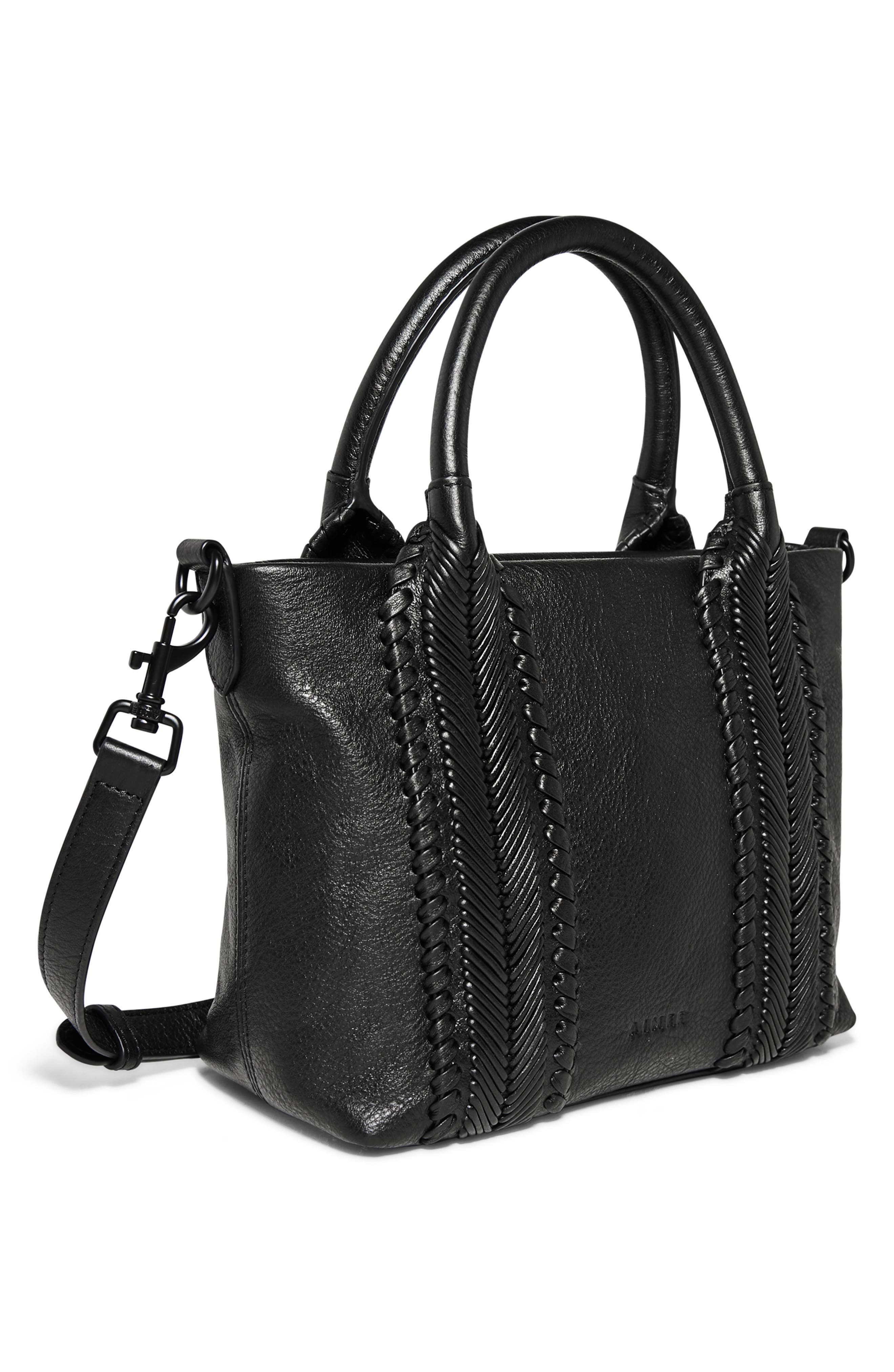AIMEE All For Love French Leather Tote, Alternate, color, Black