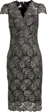 Eliza J Metallic Floral Lace Sheath Dress
