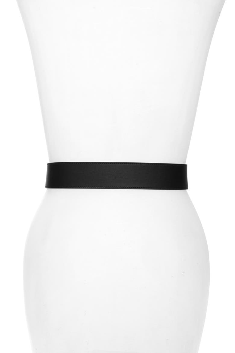 Imitation Pearl Double-G Leather Belt, Alternate, color, DLX1T 9094 NERO/CREAM