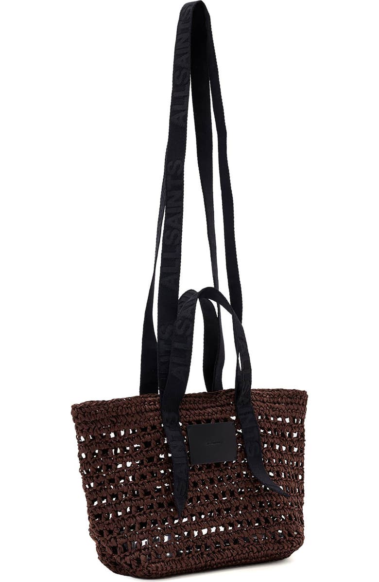 AllSaints Mini Celayne Straw Tote, Alternate, color, Cognac Brown