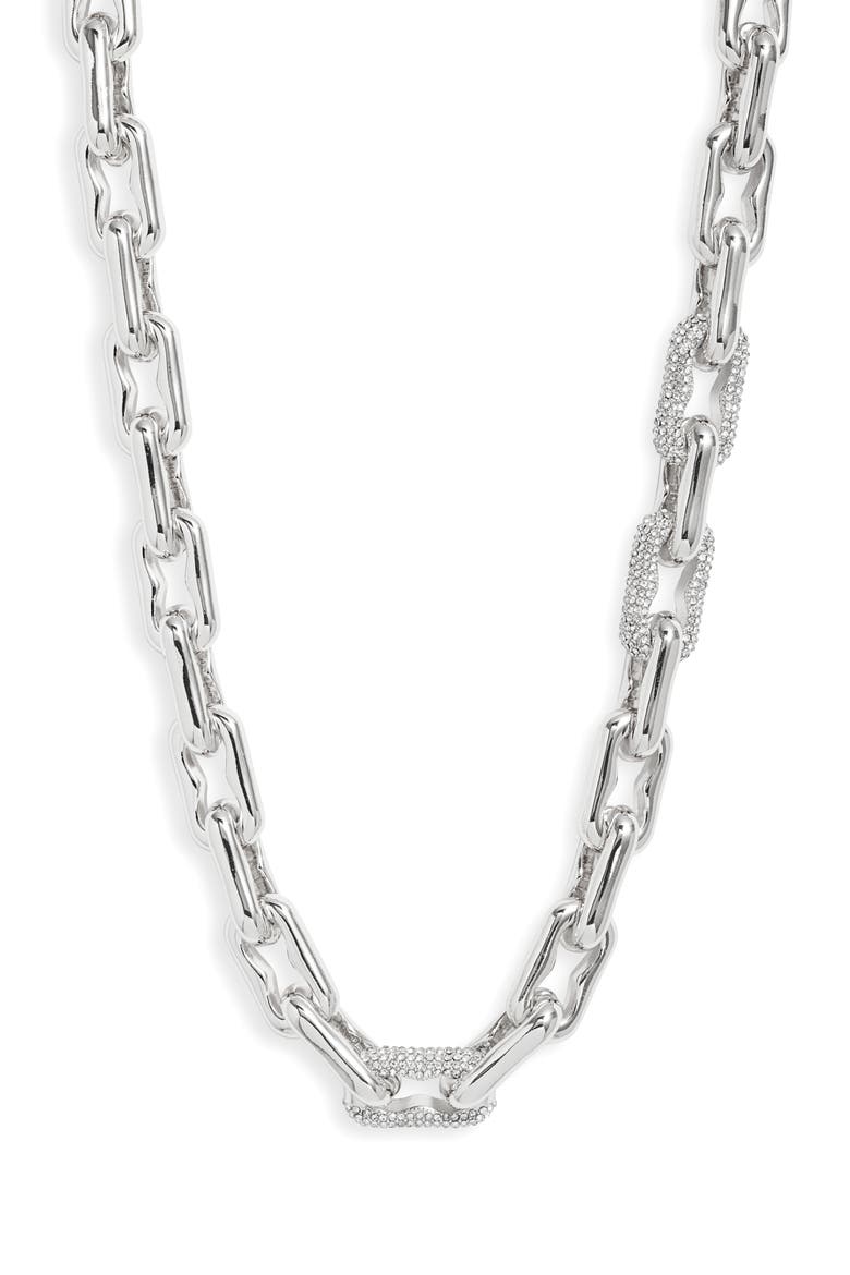 Pavé Crystal Link Chain Necklace, Main, color, CLEAR- RHODIUM