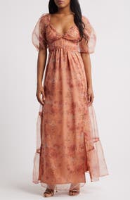Lulus Daphne Floral Print Organza Gown
