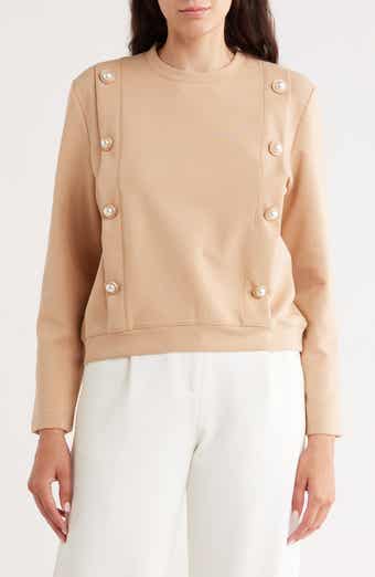 BLUEGREY Double Faux Pearl Pleated Top