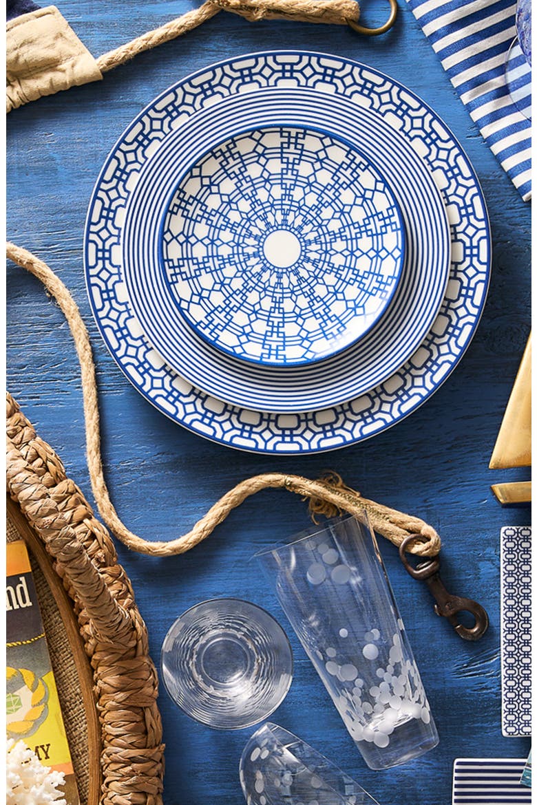 Newport Stripe Rimmed Salad Plate  - Porcelain - Set 4, Alternate, color, BLUE
