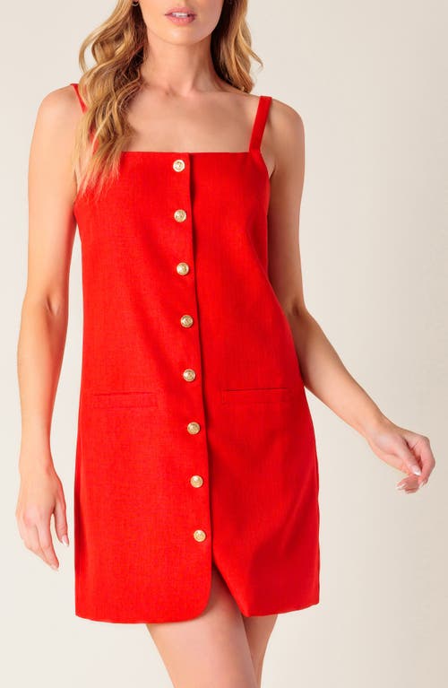 Flying Tomato Button Front Mini Shift Dress In Red
