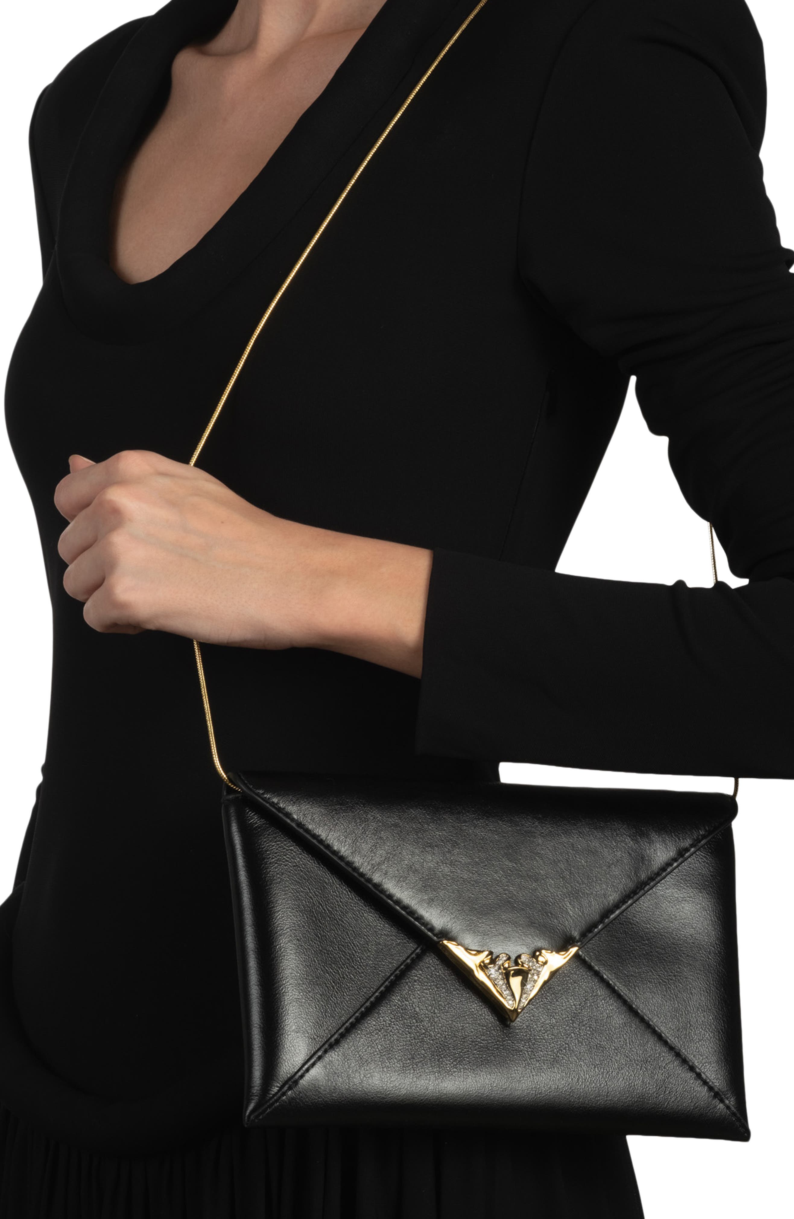 Alexis Bittar Envelope Clutch Bag, Alternate, color, Black