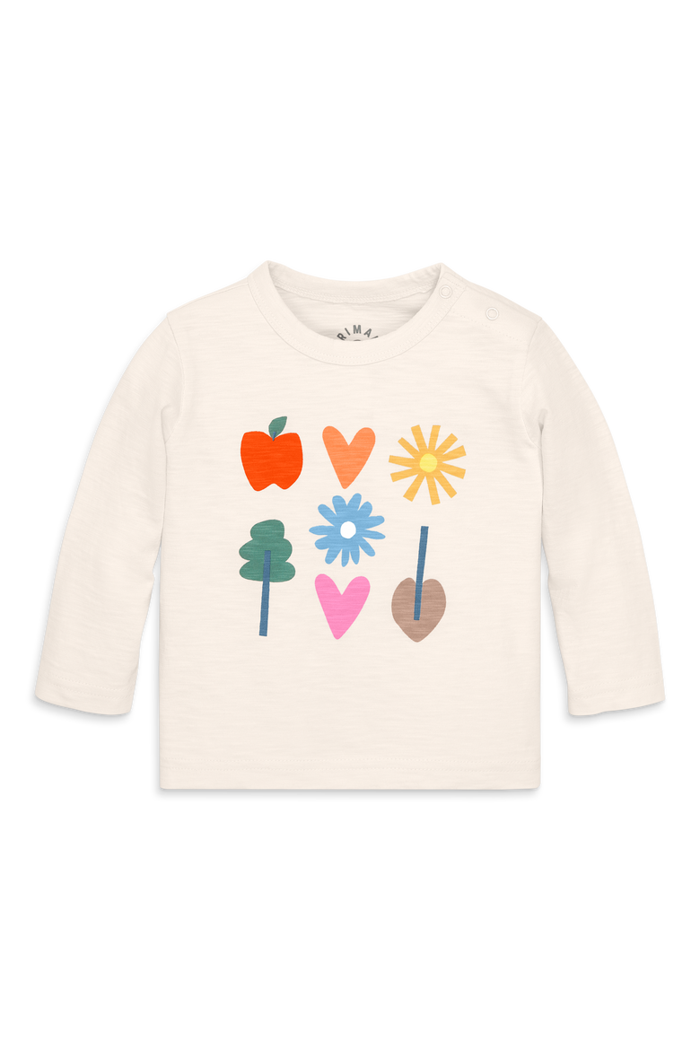 Baby Long Sleeve Rainbow Garden Tee, Main, color, Oat Stacked Garden