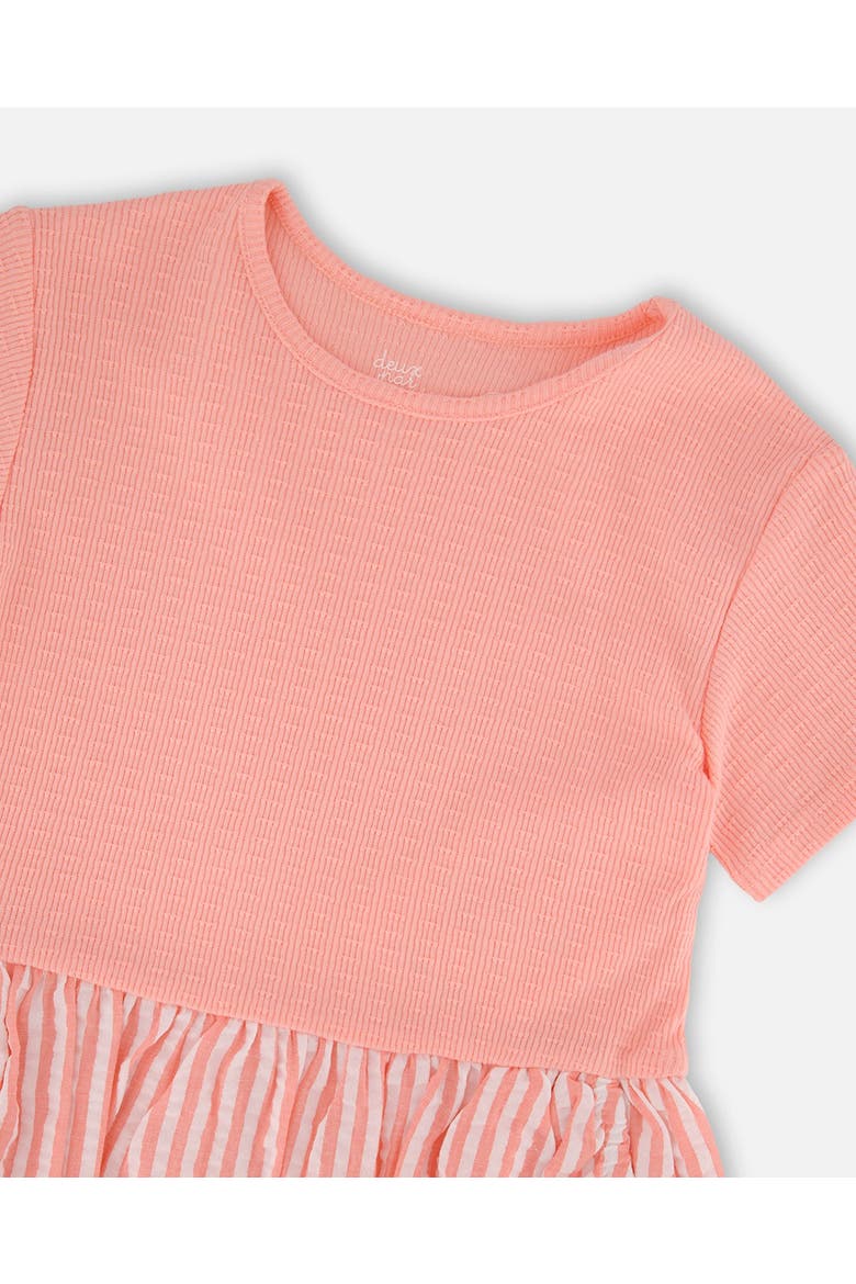 Soft Jersey Short Sleeve Bi-Material Dress, Alternate, color, Peach Pink