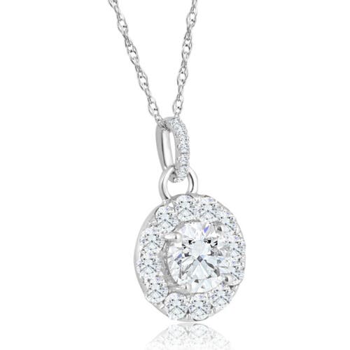 Bliss Diamond 2 Ct Tw Diamond (1ct Center) Halo Pendant 10k Gold Necklace