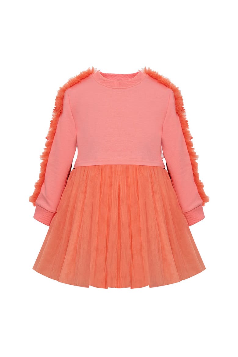 Ruffle Sweatshirt Dress, Alternate, color, Coral Peony