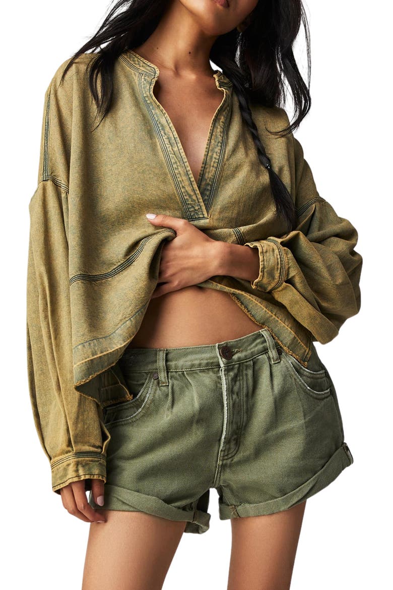 Jude Oversize Boxy Denim Pullover, Main, color, WARM CAMEL
