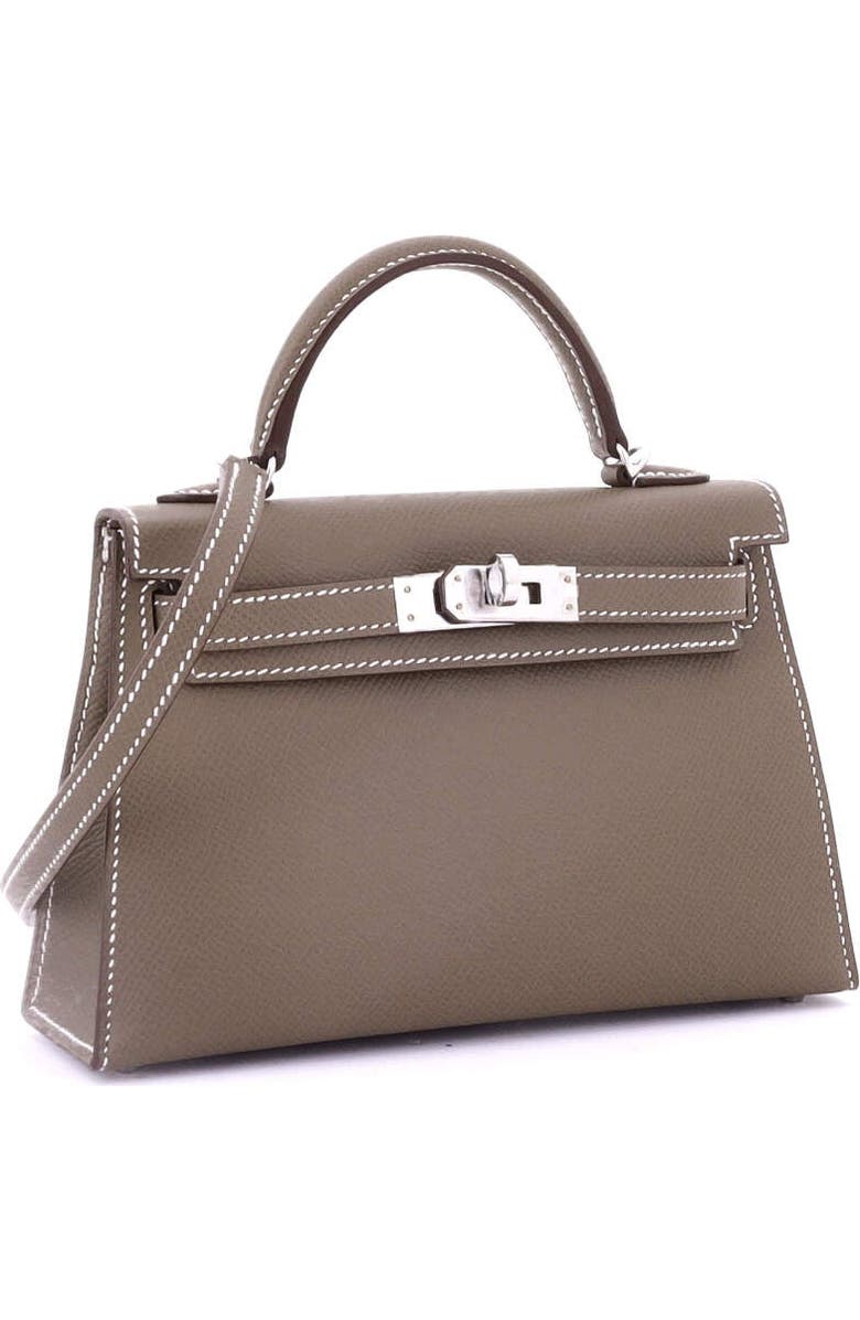 Pre-Owned Hermes Kelly Mini II Bag Grey Epsom with Palladium Hardware 20, Alternate, color, Etoupe