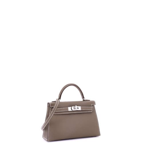 Pre-owned Hermes Hermes Kelly Mini Ii Bag Grey Epsom With Palladium Hardware 20 In Brown