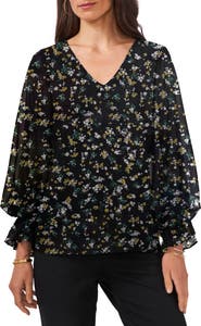Chaus Floral Balloon Sleeve Top