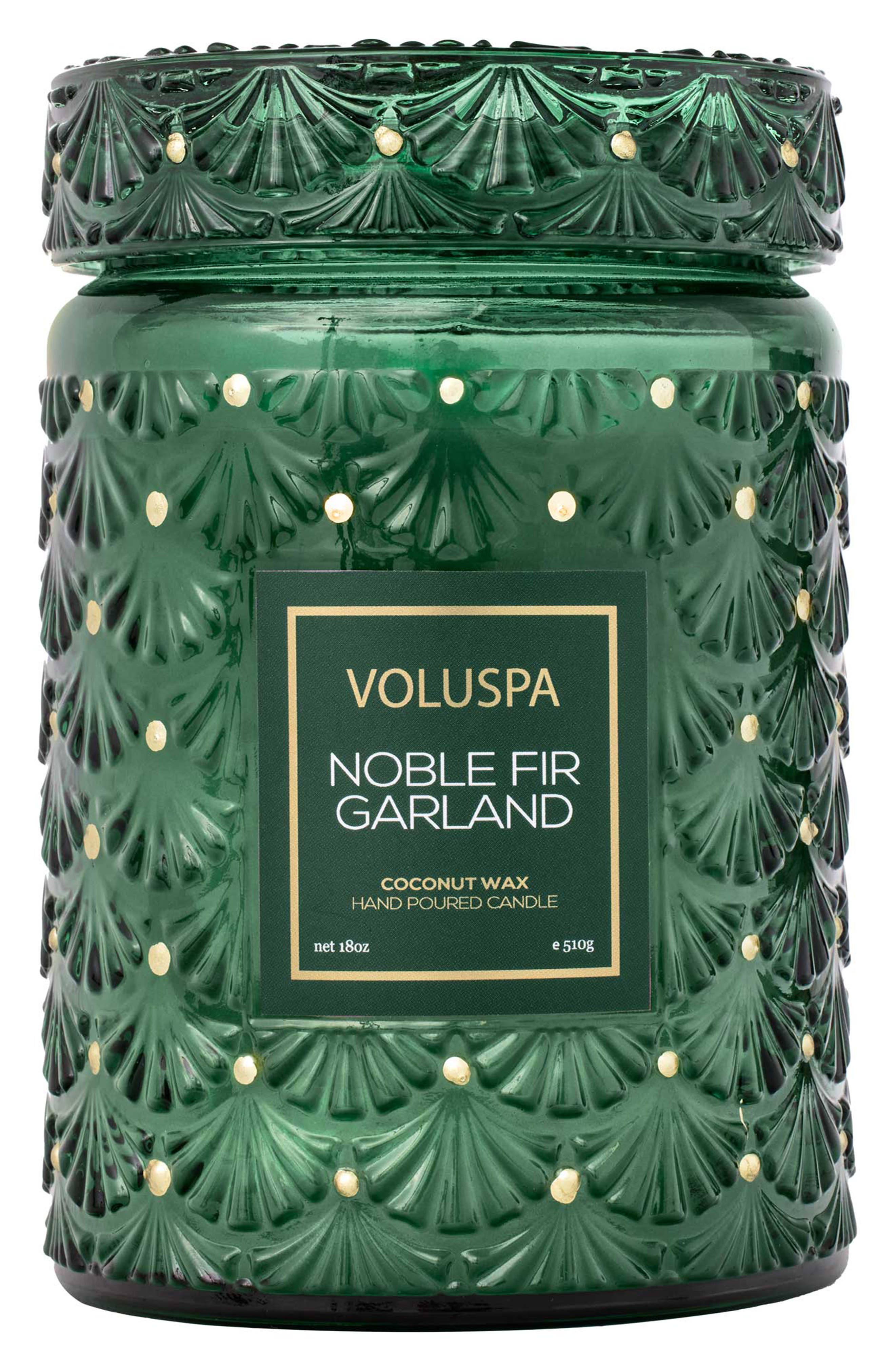 Voluspa Noble Fir Garland Large Jar Candle in Green 