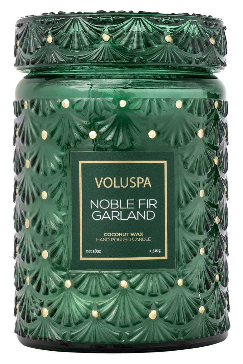 Noble Fir Large Jar Candle, Main, color, GREEN