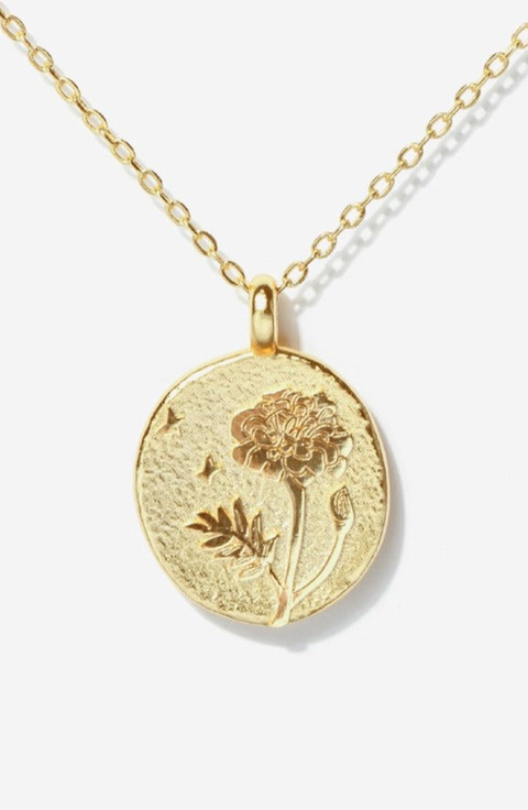 Gold Birth Flower Necklace