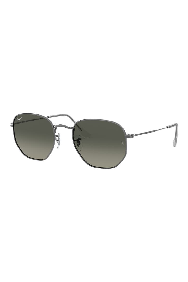 54mm Gradient Hexagonal Sunglasses, Alternate, color, GUNMETAL
