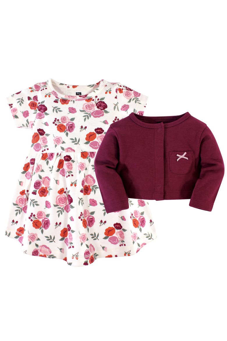 Coordinated Cotton Dress And Cardigan Duo, Alternate, color, Fall Floral