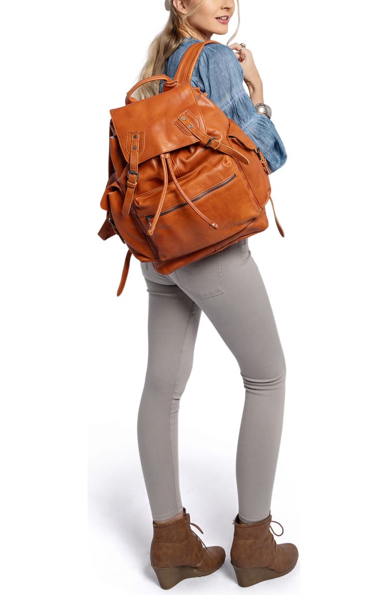 OLD TREND Bryan Leather Backpack, Alternate, color, Cognac