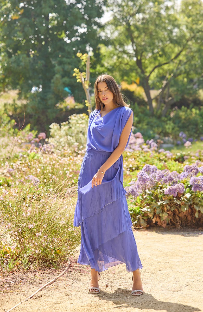 Komarov Charmeuse & Chiffon Blouson Gown, Alternate, color,