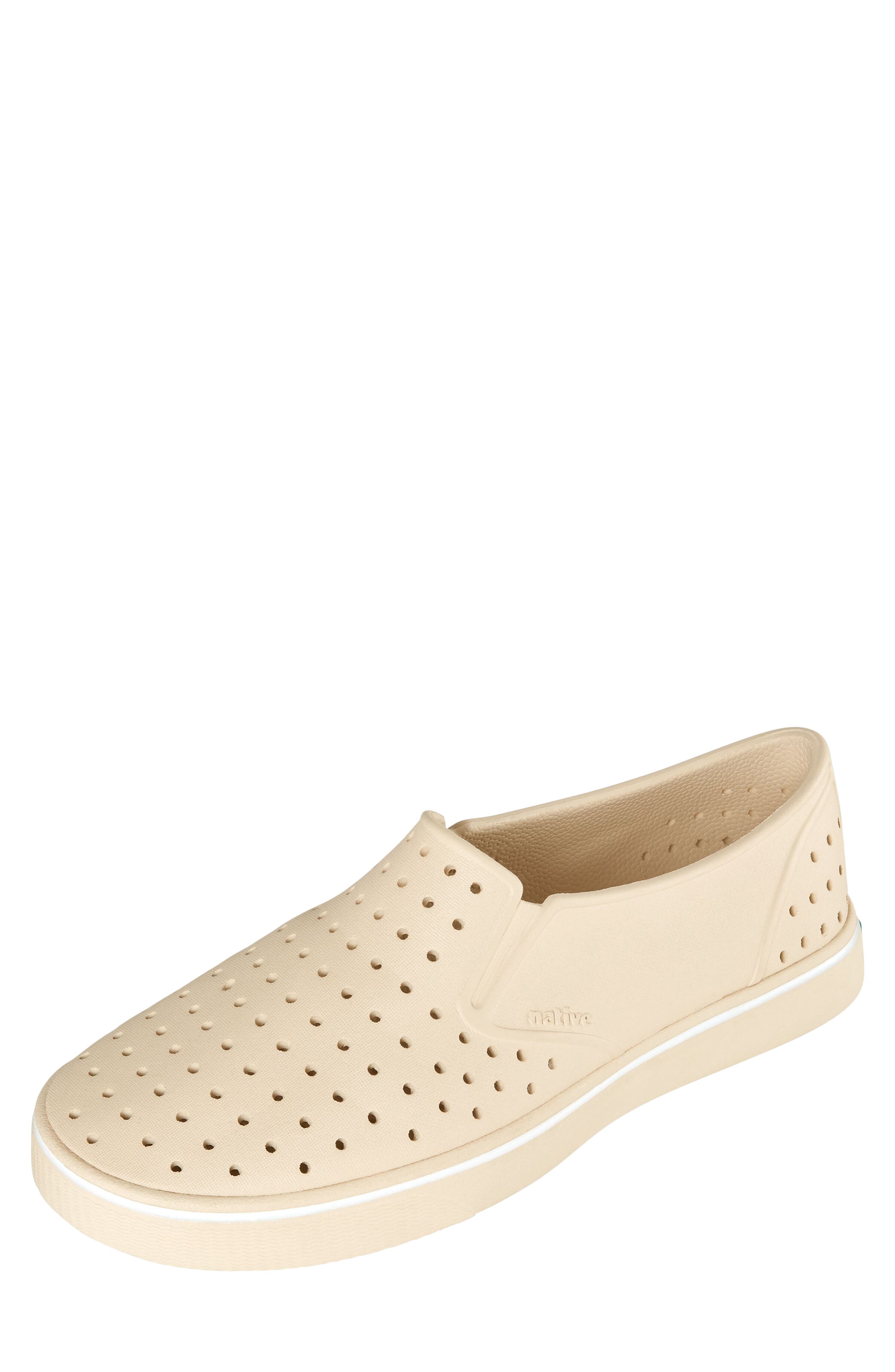 Native Shoes Mile Perforated Slip On Sneaker, Main, color, Bone White/ Bone White