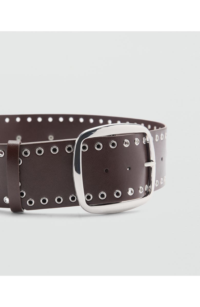 MANGO Studded Faux Leather Wide Belt, Alternate, color, 