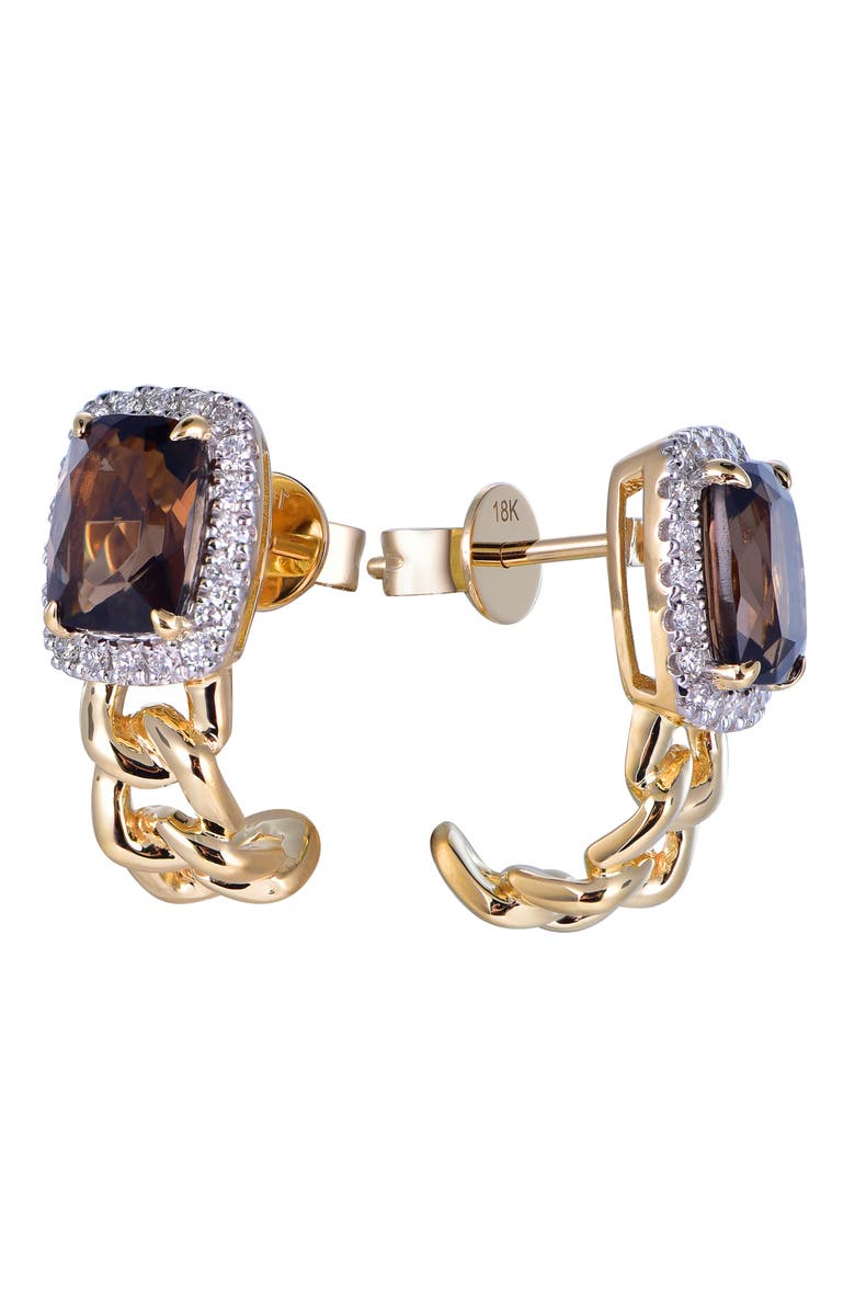 Kahn High Jewelry Smoky Quartz Earrings with Diamonds, Alternate, color, Brown