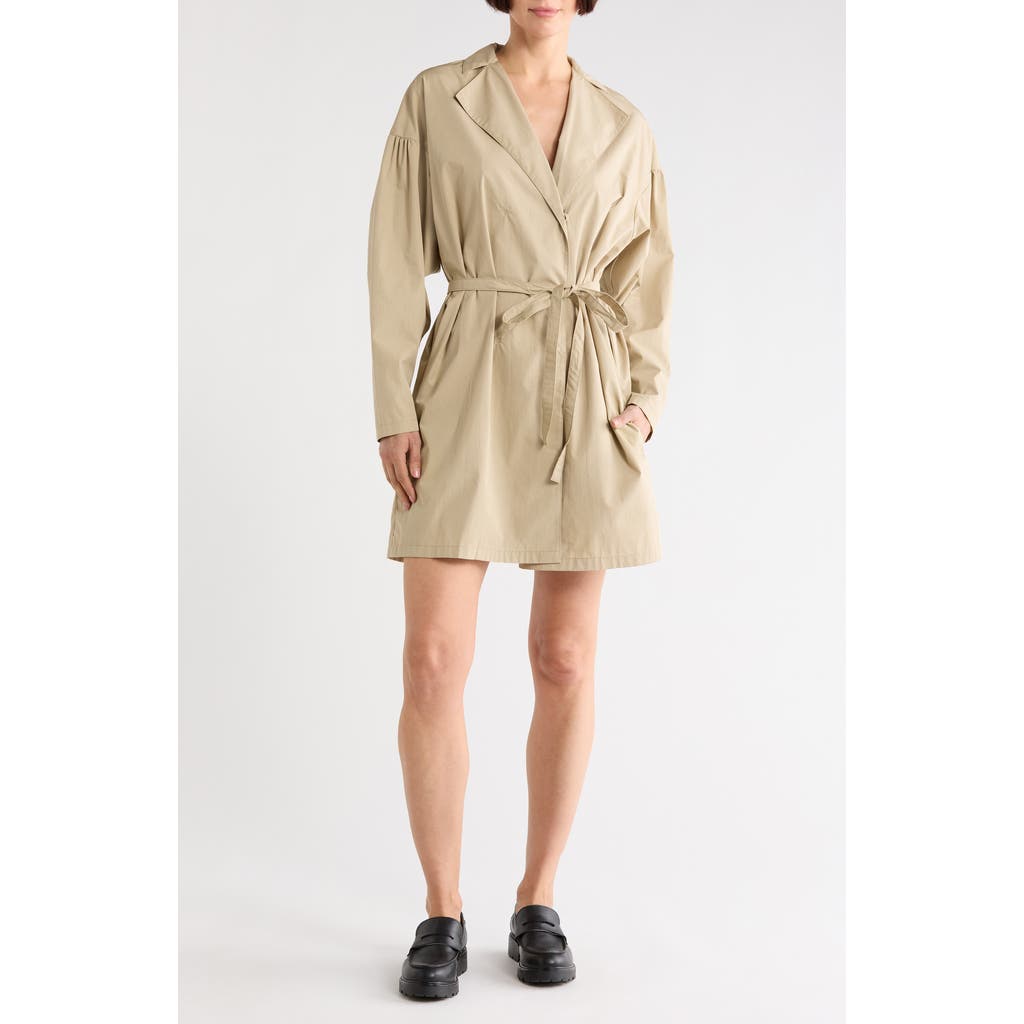 Longchamp Long Sleeve Trench Minidress In Neutral