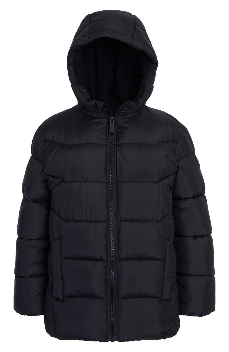 Michael Kors Kids' Plush Lined Hooded Puffer Jacket, Main, color, Black