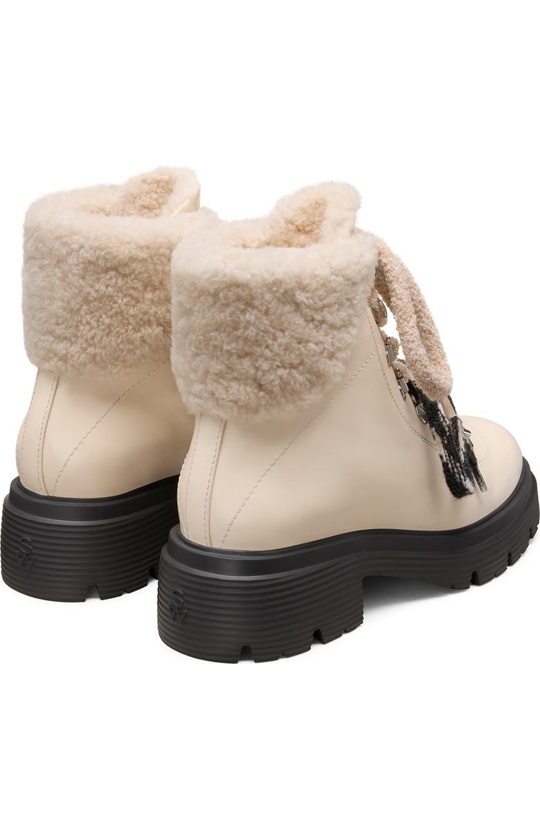 Stuart Weitzman Hudson Lite Genuine Shearling Lined Lace-Up Bootie, Alternate, color, Linen/ Natural