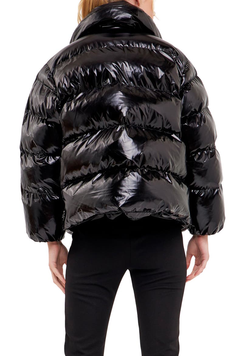 Belted Puffer Jacket, Alternate, color, BLACK