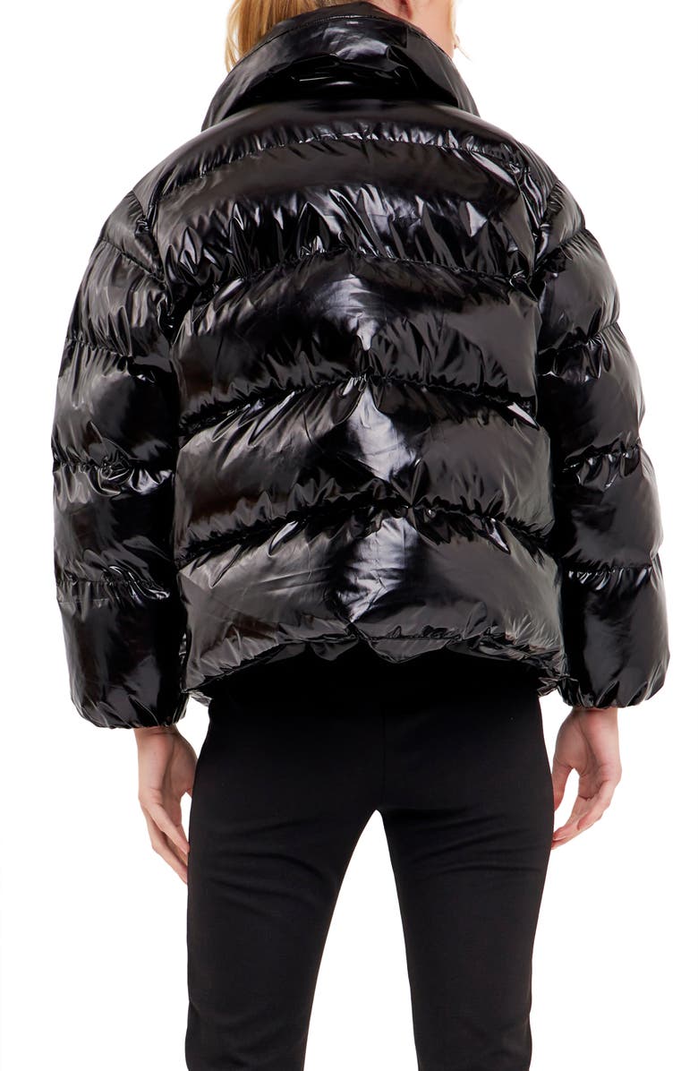 Endless Rose Belted Puffer Jacket, Alternate, color, Black
