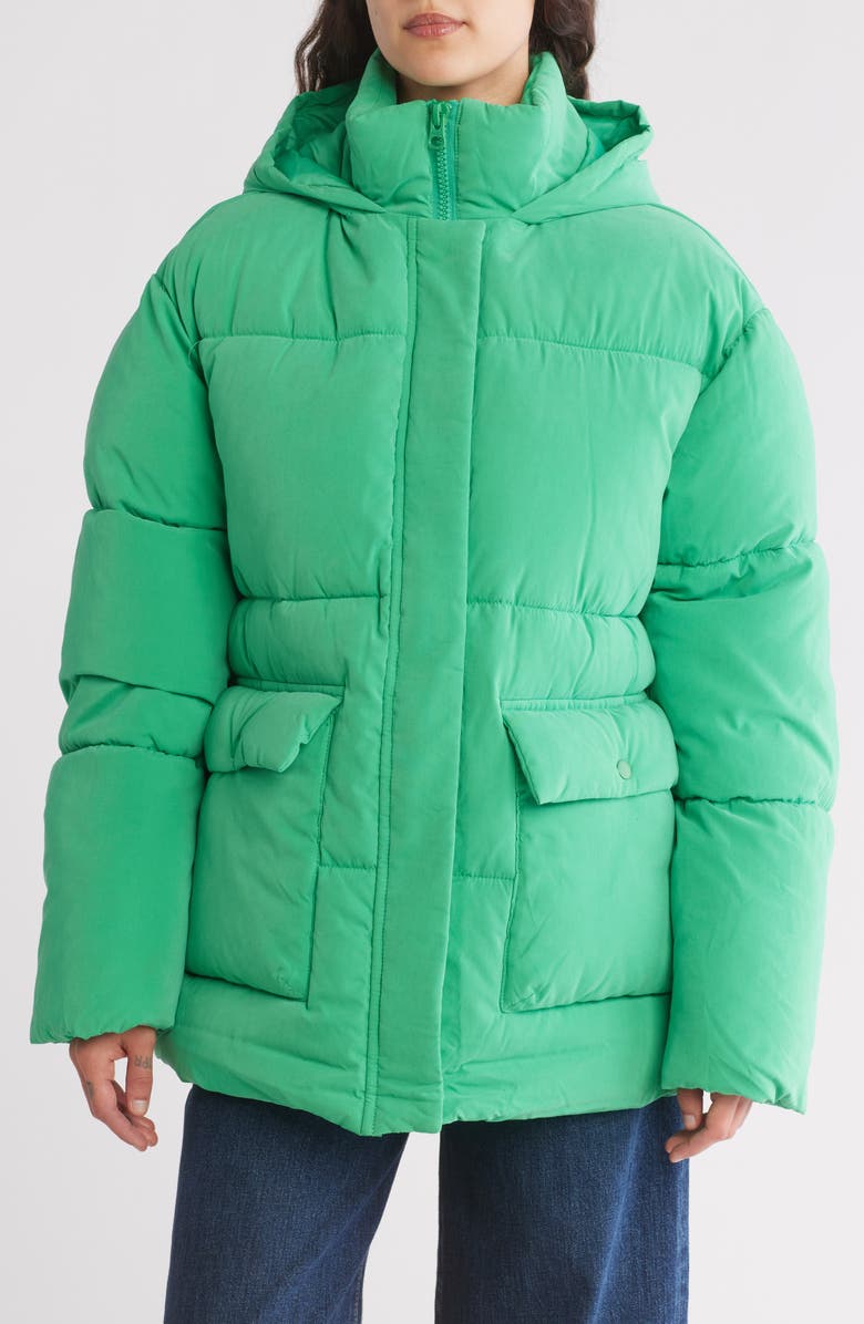 ASOS DESIGN Peached Hooded Puffer Jacket, Main, color,