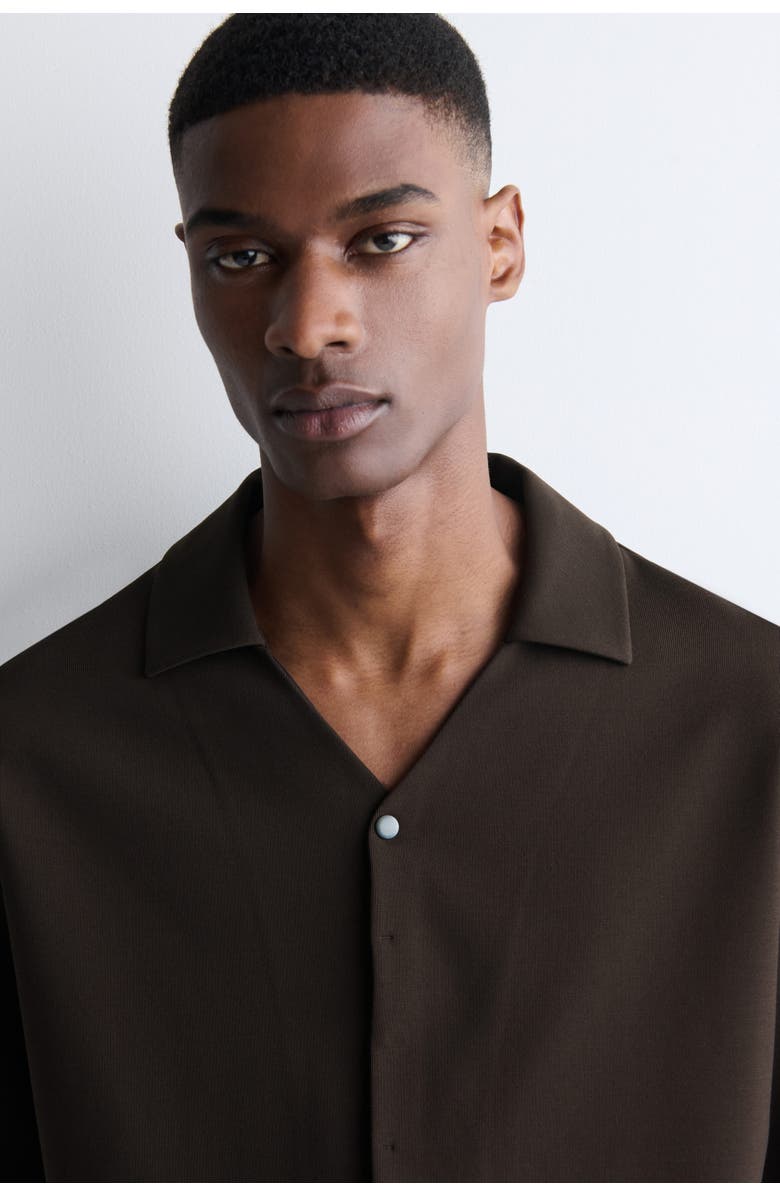 COS Milano-jersey Short-sleeved Shirt, Alternate, color, Brown
