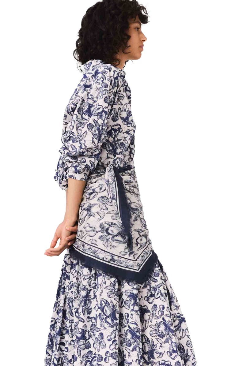 maje Fruit printed blouse, Alternate, color, Blue Fruits Print