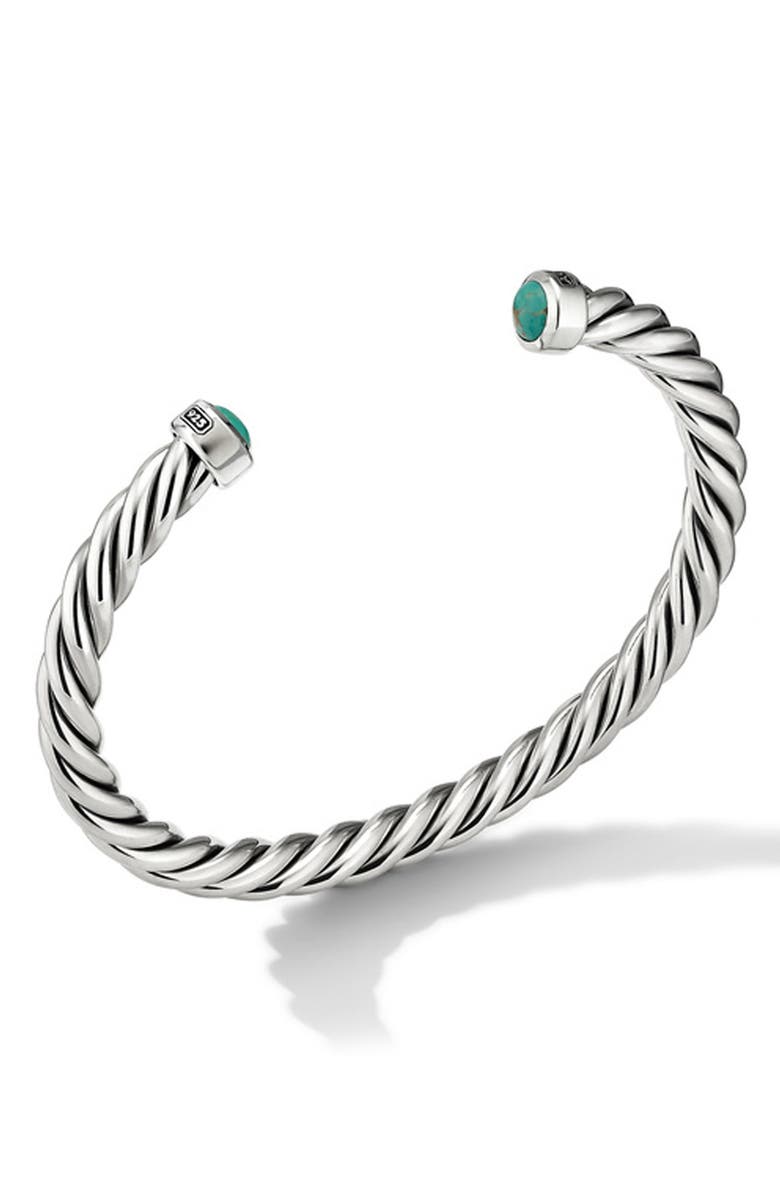 David Yurman Men's Cable Cuff Bracelet in Sterling Silver with Semiprecious Stone, 6mm, Alternate, color, 