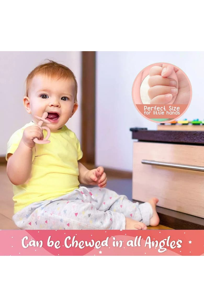 Silicone Baby Teethers Freezer Safe Gift Set, 2-Piece, Alternate, color, Dark & Light Pink