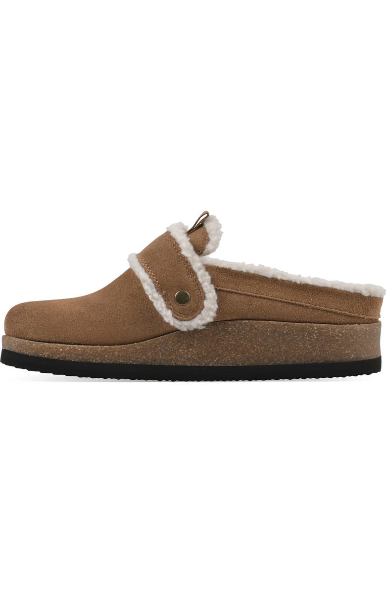 White Mountain Footwear Baylen Faux Shearling Trim Clog, Alternate, color, Chestnut Suede Faux Fur