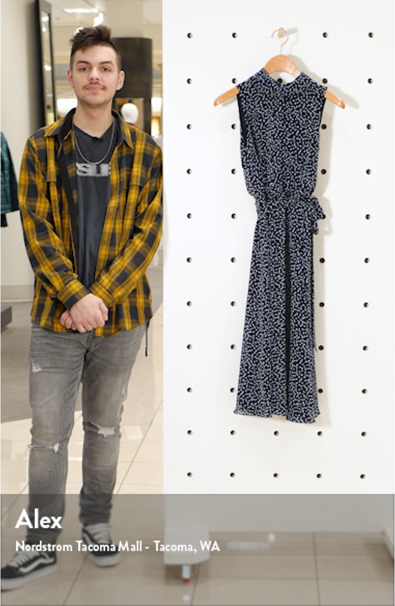 Confetti Print Blouson Midi Dress, sales video thumbnail